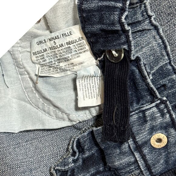 L.E.I. Denim Embroidery Jeans Sz 5R Wide leg Blue Distressed wide leg Ajustable - Picture 10 of 10